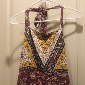 Casual Floral Wild Leg Capri Jumpsuit